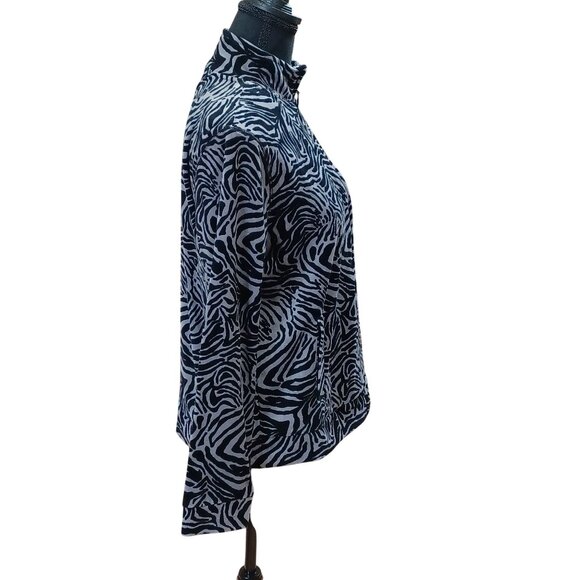 Kim Rogers Womens Zebra Print Light Jacket S Black/Grey Cotton Blend Casual NWT - Picture 4 of 8